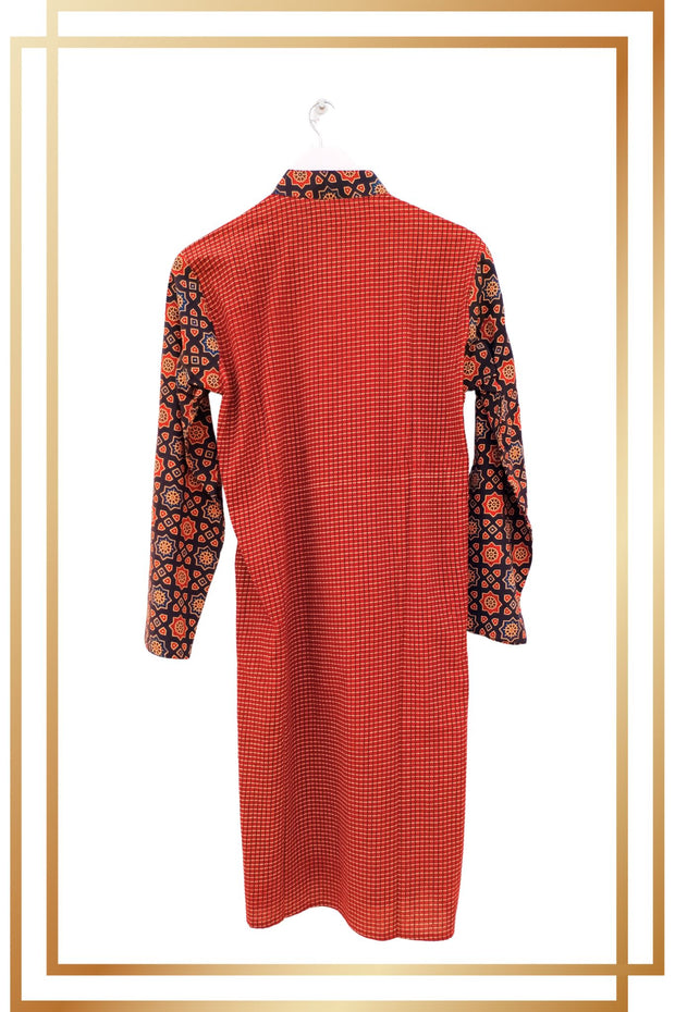 Maroon Ajrakh Handblock Cotton Kurta