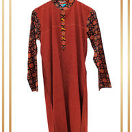 Maroon Ajrakh Handblock Cotton Kurta