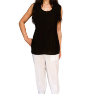 Black Handblock Smocked Cotton Dress