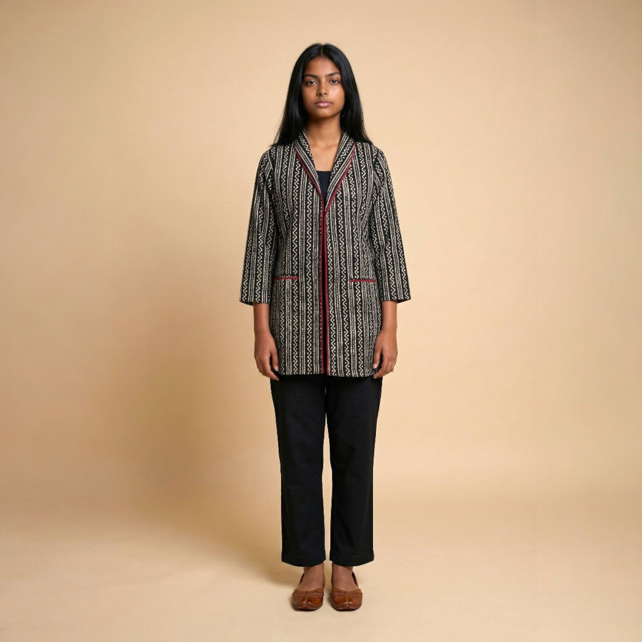 Black Stripe Cotton Blazers