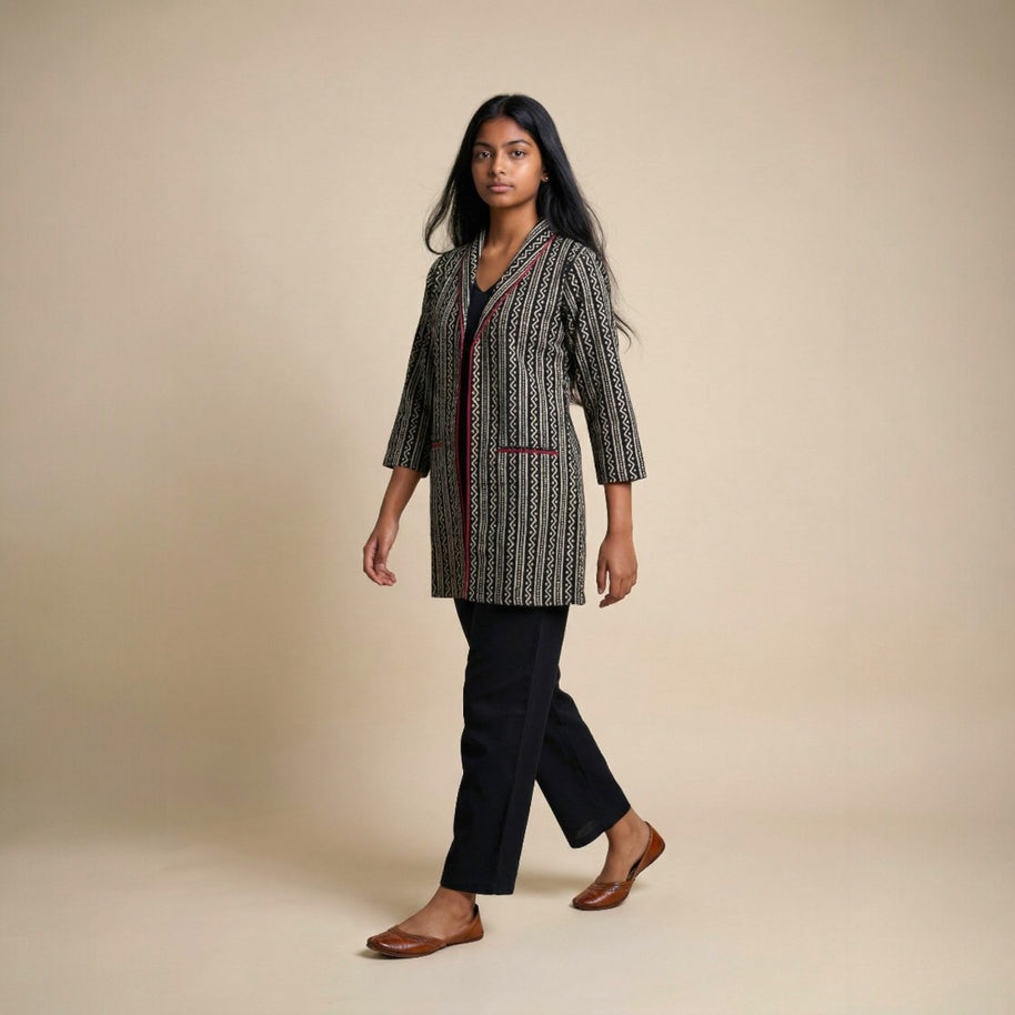 Black Stripe Cotton Blazers