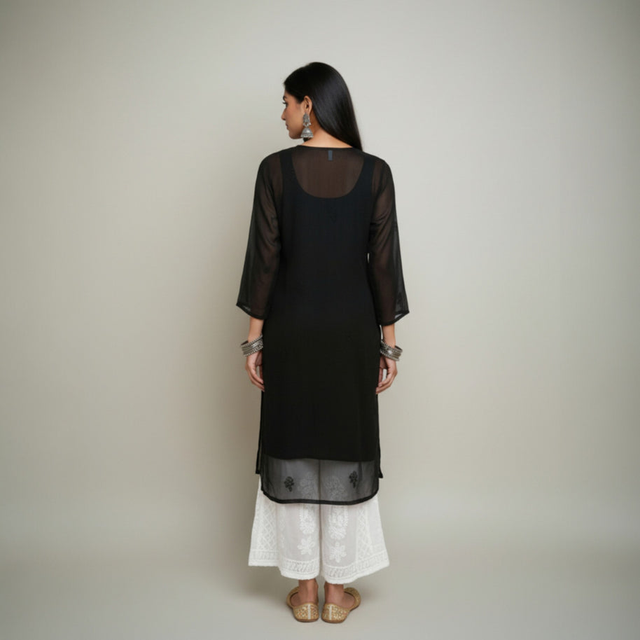 Black Chikankari Georgette Kurta