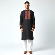 Black Mirror Work Cotton Kurta