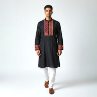 Black Mirror Work Cotton Kurta