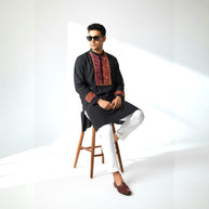 Black Mirror Work Cotton Kurta
