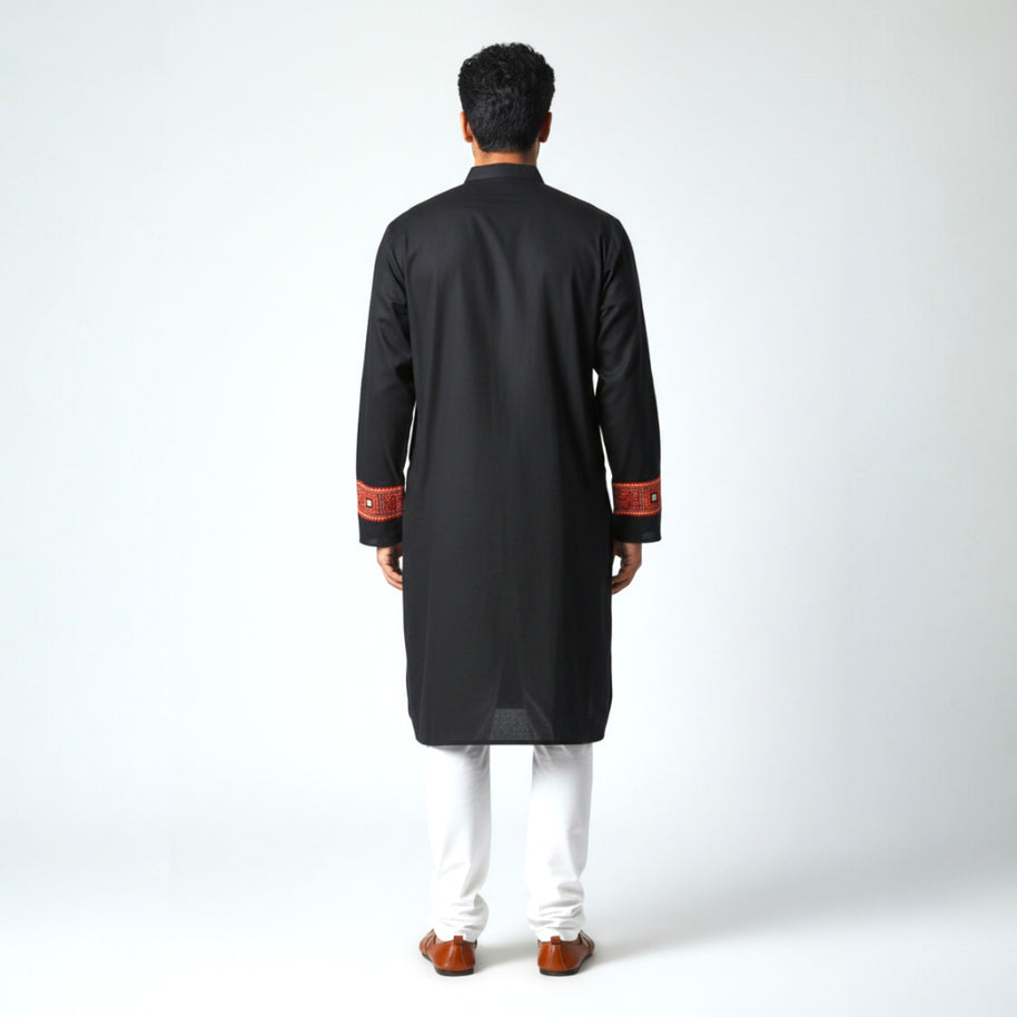 Black Mirror Work Cotton Kurta