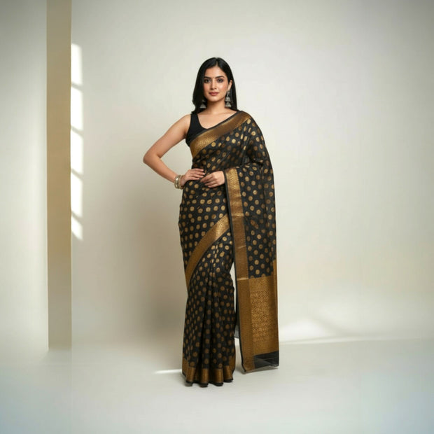 Black Buti Silk Saree
