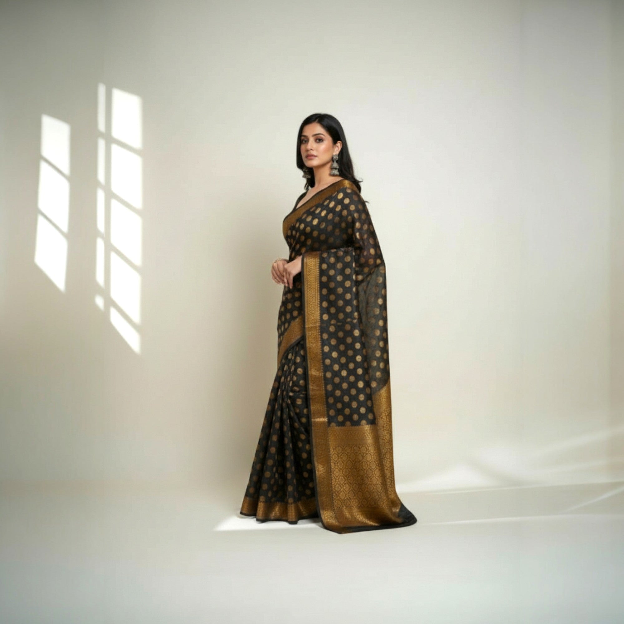 Black Buti Silk Saree