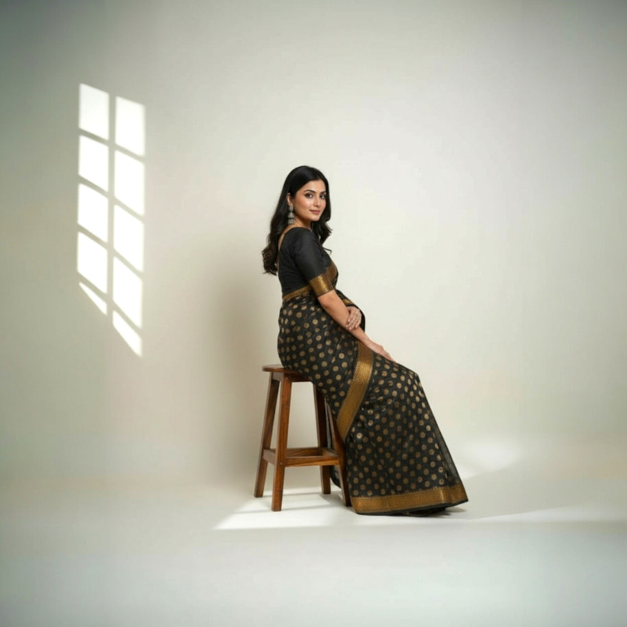 Black Buti Silk Saree