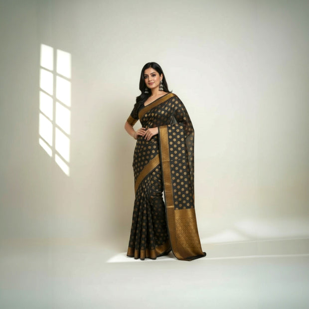 Black Buti Silk Saree