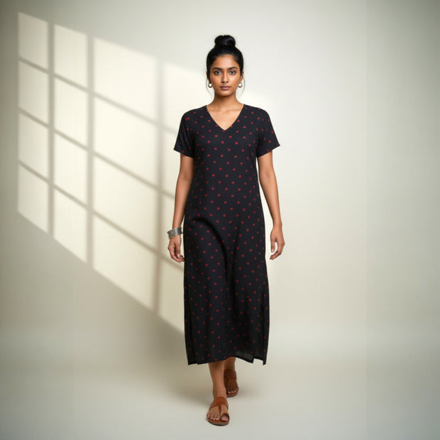 Black Bandhani Cotton Long dress