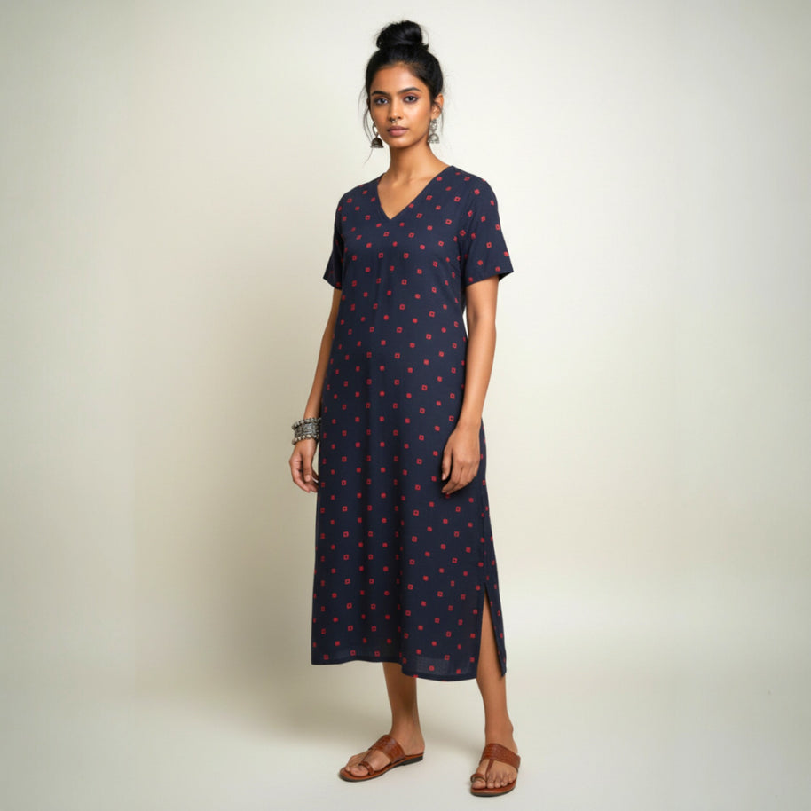 Black Bandhani Cotton Long dress