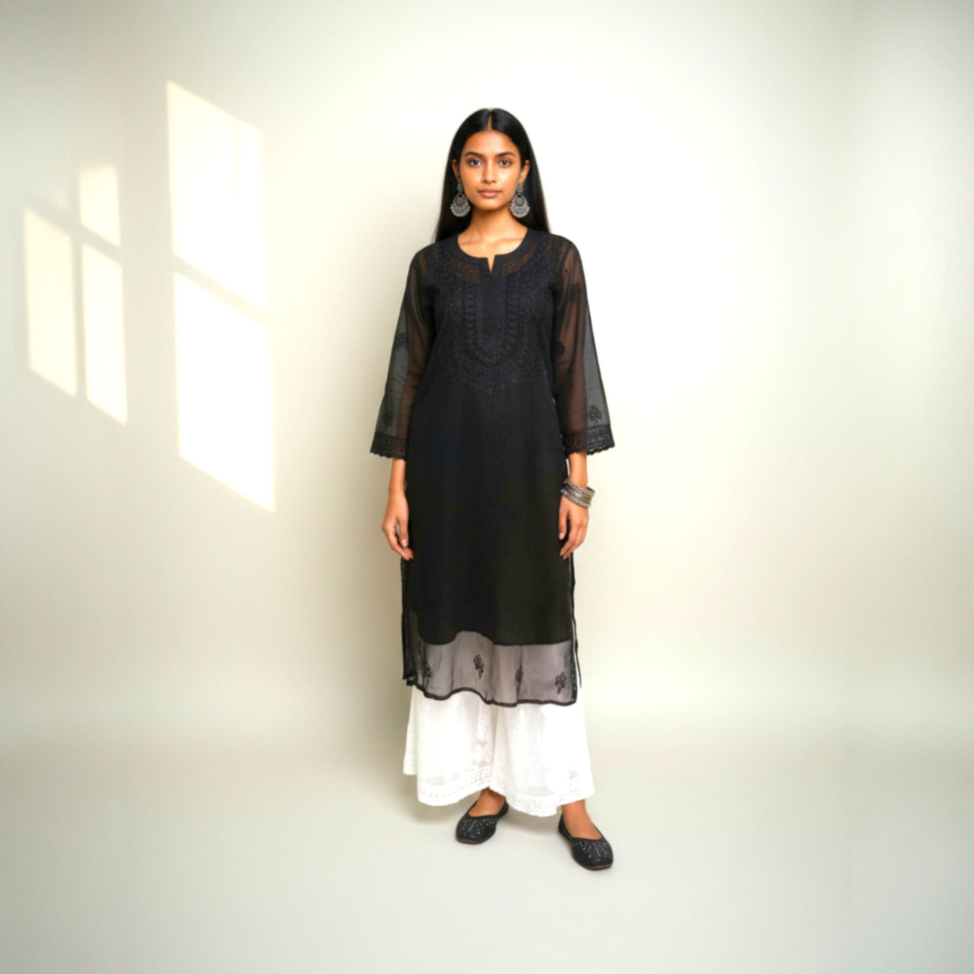 Black Chikankari Georgette Kurta