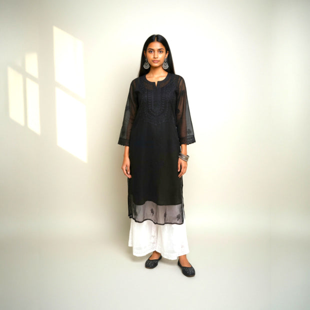 Black Chikankari Georgette Kurta