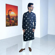 Black Bandhani Silk Kurta