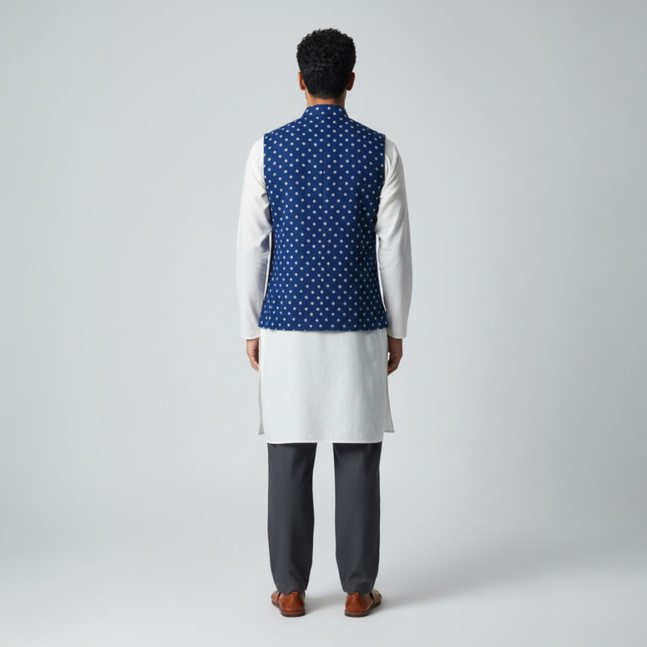 Blue Bandhani Cotton Jacket