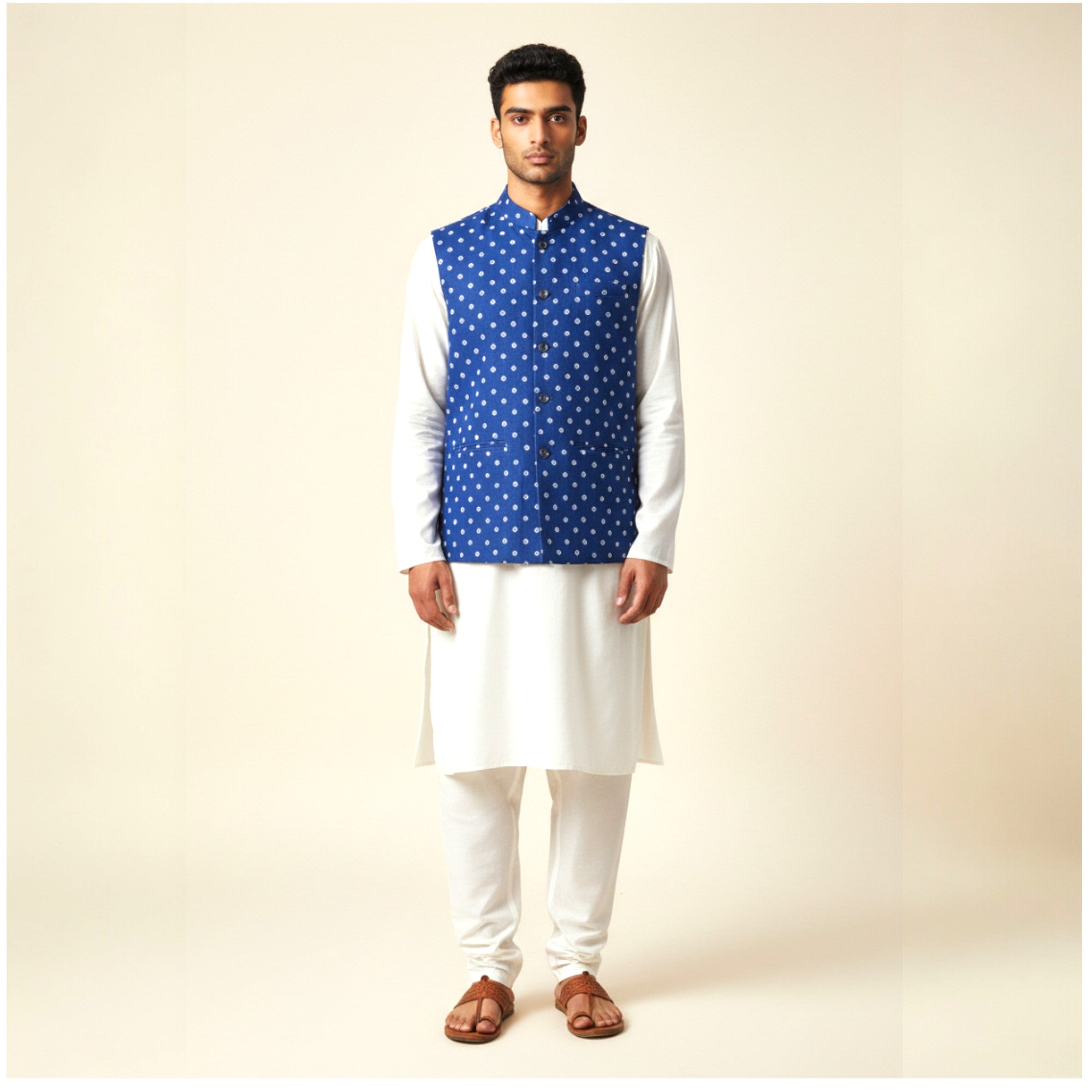 Blue Bandhani Cotton Jacket
