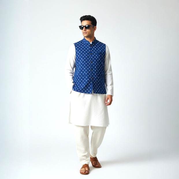 Blue Bandhani Cotton Jacket