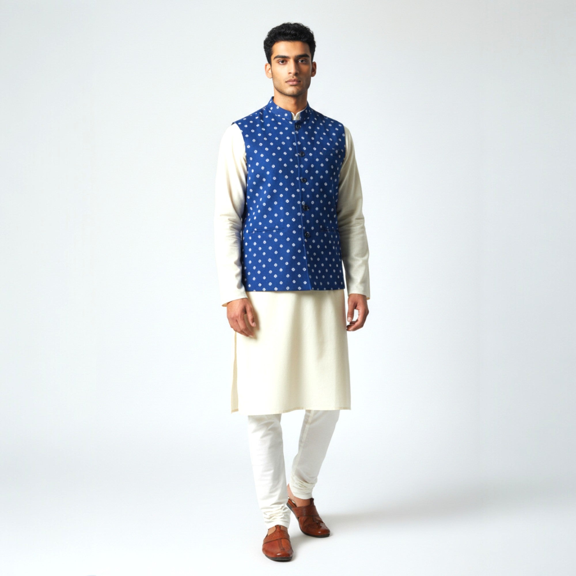 Blue Bandhani Cotton Jacket