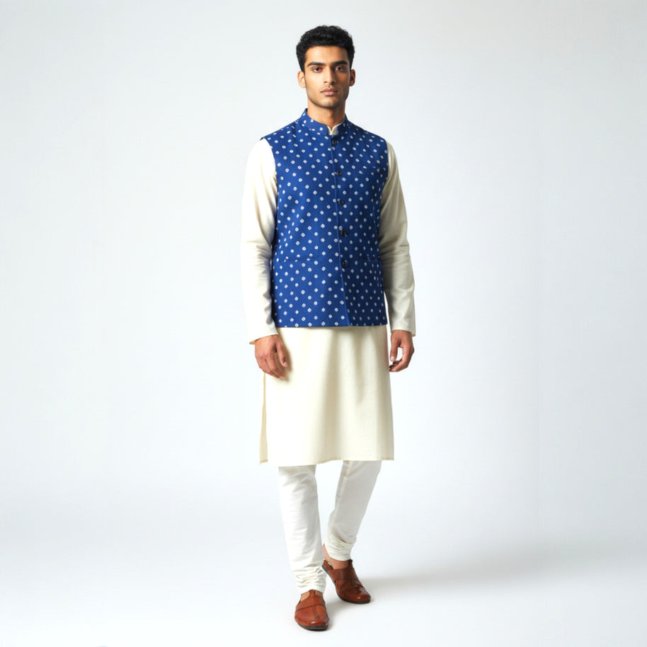 Blue Bandhani Cotton Jacket