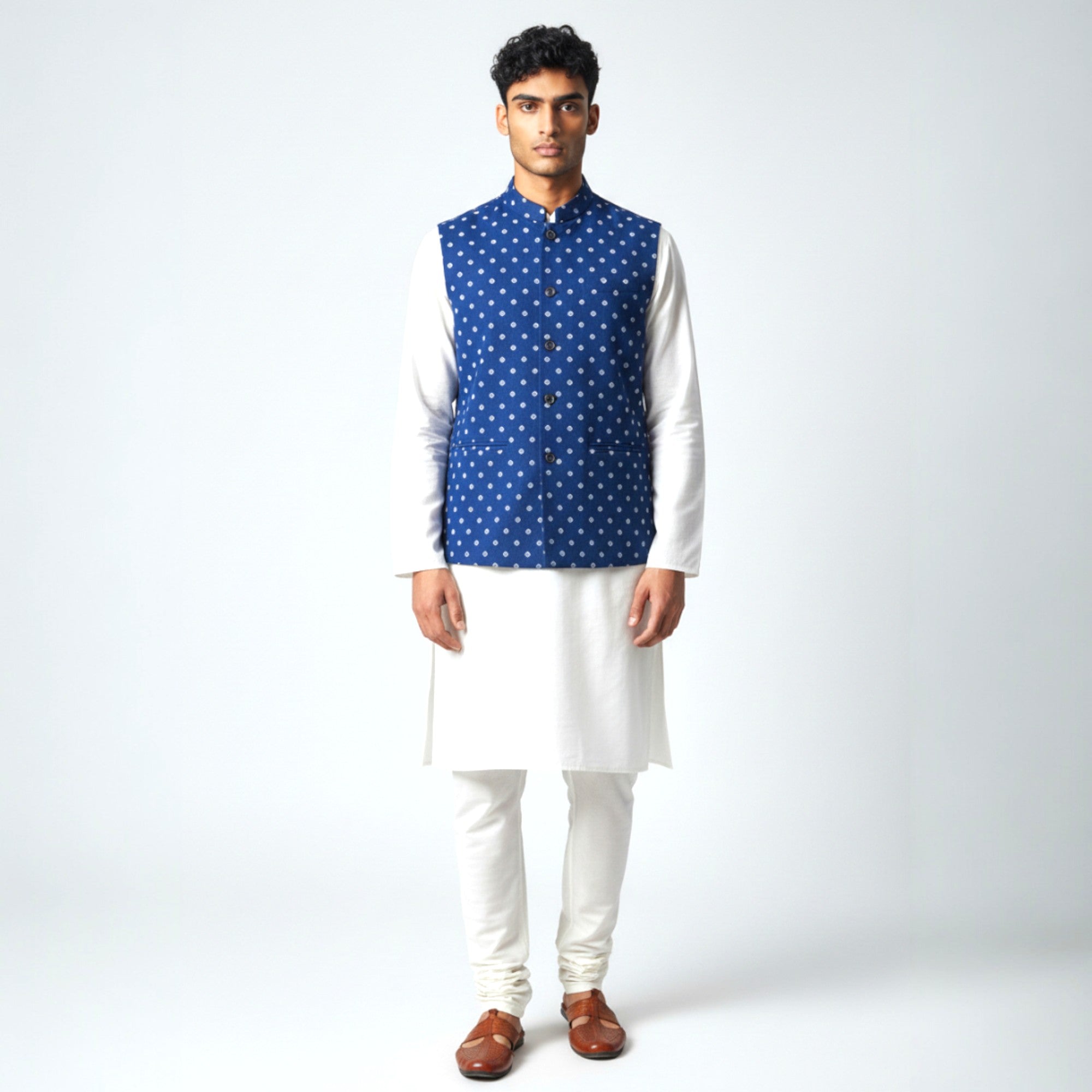 Blue Bandhani Cotton Jacket
