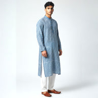 Blue White Handblock Cotton Kurta