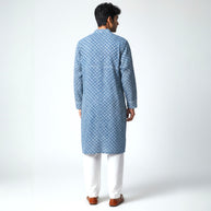 Blue White Handblock Cotton Kurta