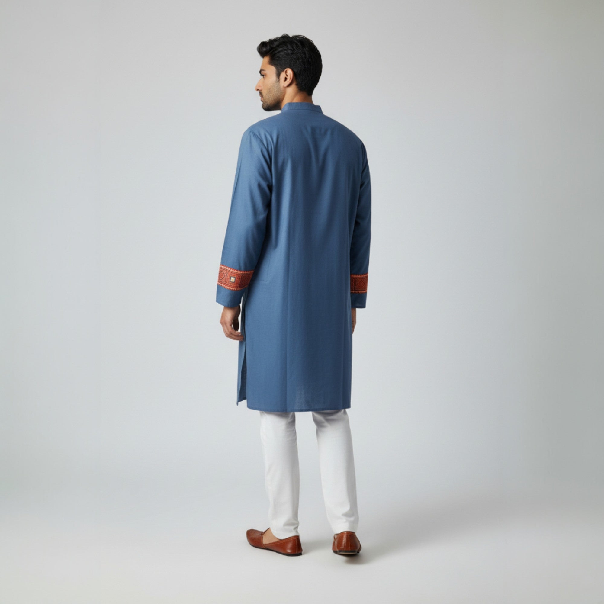 Blue Mirror Work Cotton Kurta