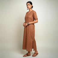 Brown Bandhani Cotton Long dress