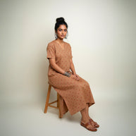 Brown Bandhani Cotton Long dress