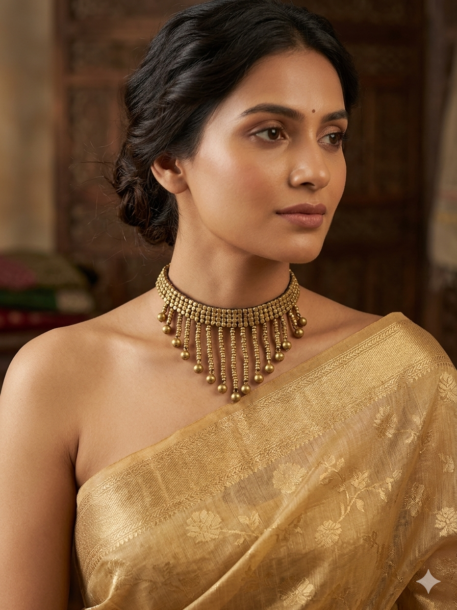 Mudra Chidiya Choker Dhokra Necklace