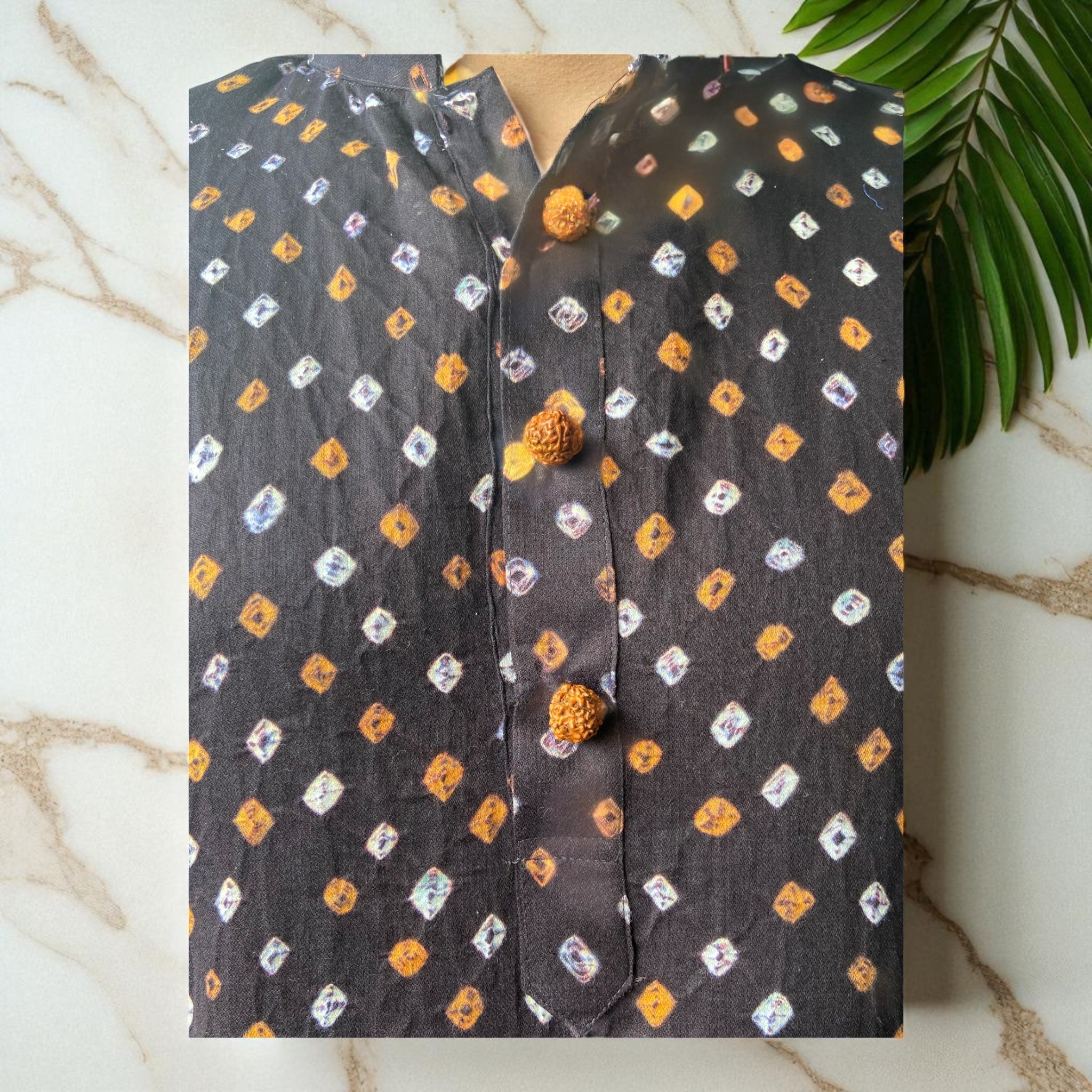 Brown Bandhani Cotton Kurta