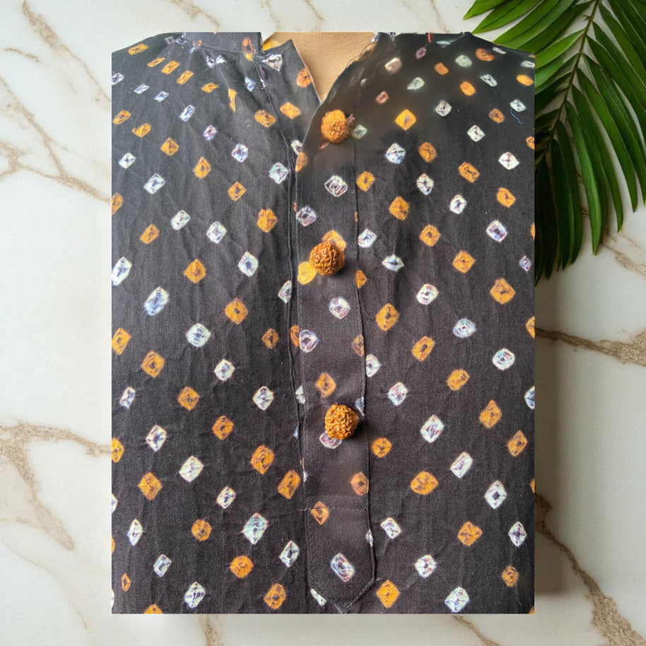 Brown Bandhani Cotton Kurta