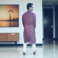 Purple Bandhani Cotton Kurta