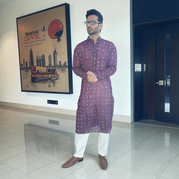 Purple Bandhani Cotton Kurta