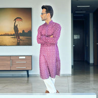 Purple Bandhani Cotton Kurta