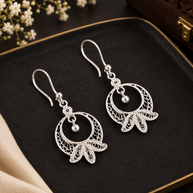 Floral Silver Filigree Earrings