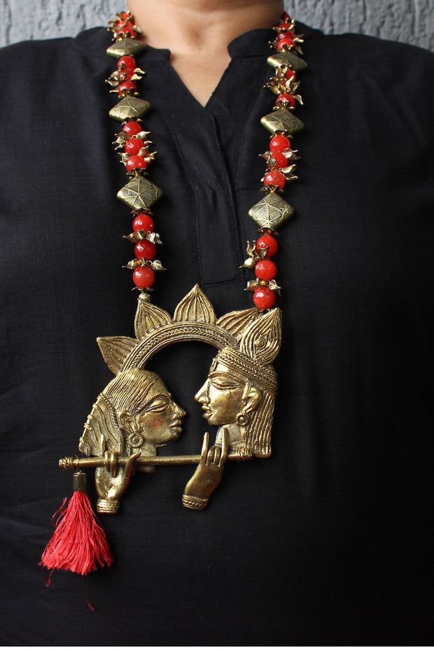Designer Dhokra Brass Krishna Necklace