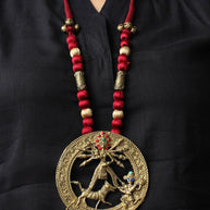 Designer Dhokra Brass Maa Durga Round Necklace