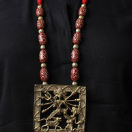 Designer Dhokra Brass Maa Kaali Square Necklace
