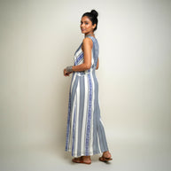 White Blue Cotton Dress