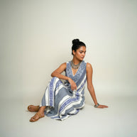 White Blue Cotton Dress