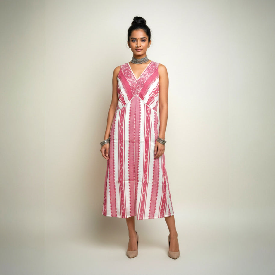 Red Dhonikali Cotton Dress