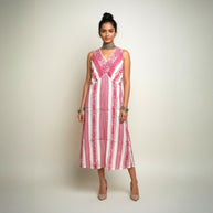 Red Dhonikali Cotton Dress