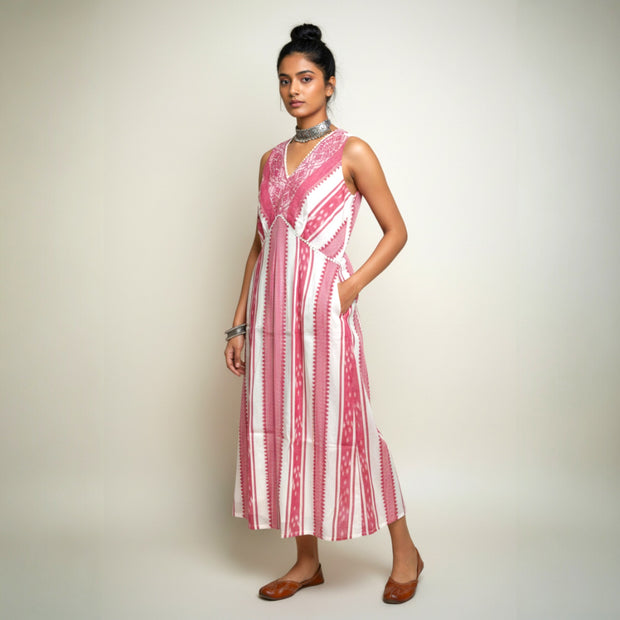 Red Dhonikali Cotton Dress
