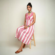 Red Dhonikali Cotton Dress