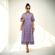 Purple Jamdani Cotton Dress