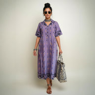 Purple Jamdani Cotton Dress