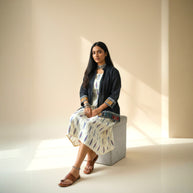 White Ikat Jacket Dress