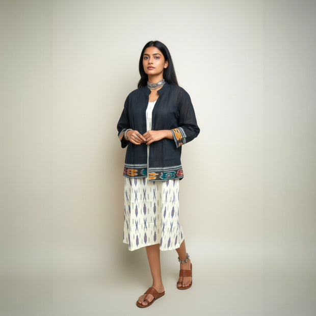 White Ikat Jacket Dress